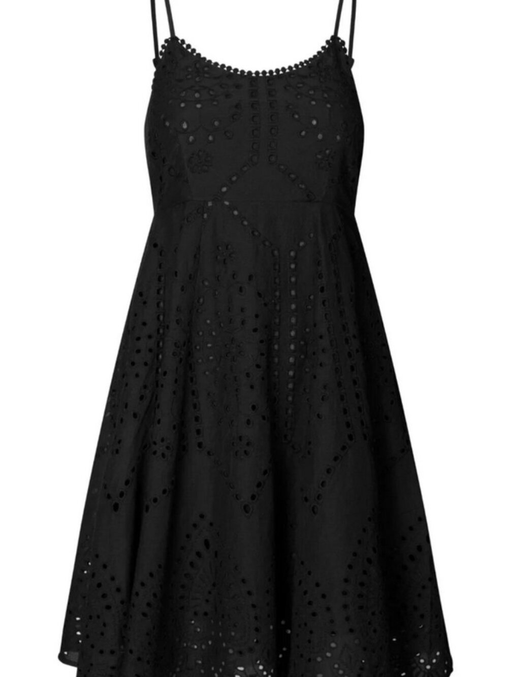 mbyM Ahava Eyelet Embroidered Lace Sleeveless Strap Smocked Mini Dress XL